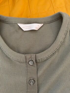 LC Lauren Conrad Sage Ribbed Henley Tank